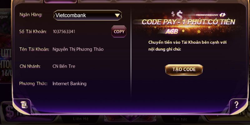 Quy trình nạp tiền Gemwin thông qua mã QR
