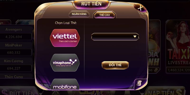 Làm sao để rút tiền Gemwin qua thẻ cào điện thoại